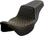 SADDLEMEN Step-Up Seat - Honeycomb - Extended Reach - Gold Stitching - FL '08-'23
