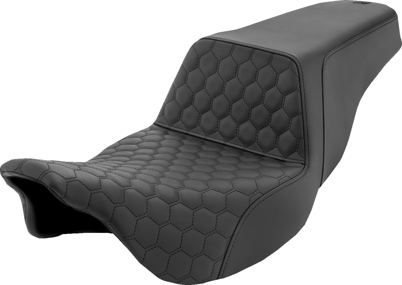 SADDLEMEN Step-Up Seat - Honeycomb - Black Stitching - FL '08-'24