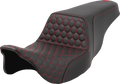 SADDLEMEN Step-Up Seat - Honeycomb - Red Stitching - FL '08-'23