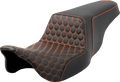 SADDLEMEN Step-Up Seat - Honeycomb - Orange Stitching - FL '08-'23