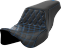 SADDLEMEN Step-Up Seat - Front Lattice Stitch - Blue Stitch - FLH/FLT '08-'23