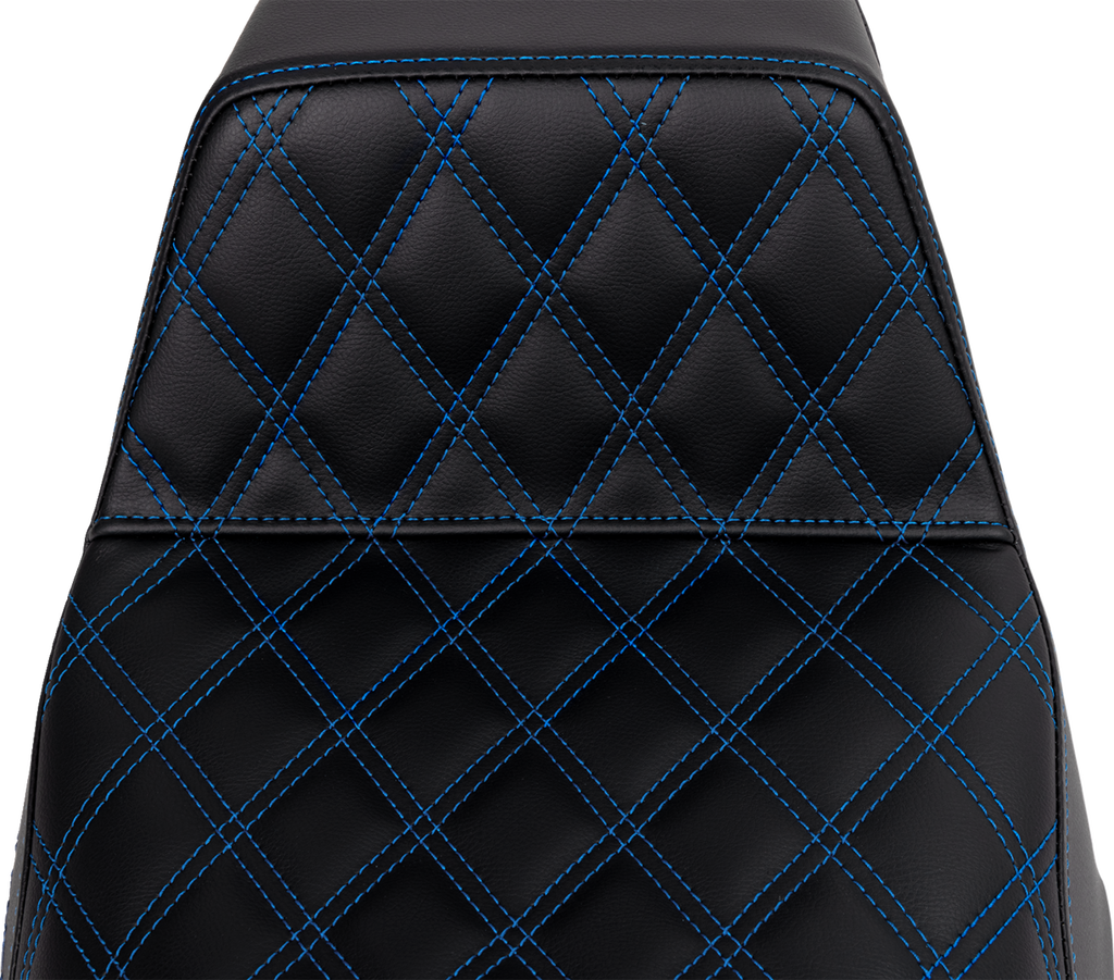 SADDLEMEN Step-Up Seat - Front Lattice Stitch - Blue Stitch - FLH/FLT '08-'23