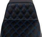 SADDLEMEN Step-Up Seat - Front Lattice Stitch - Blue Stitch - FLH/FLT '08-'23