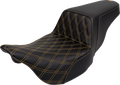 SADDLEMEN Step-Up Seat - Front Lattice Stitch - Gold Stitch - FLH/FLT '08-'23