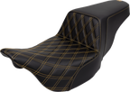 SADDLEMEN Step-Up Seat - Front Lattice Stitch - Gold Stitch - FLH/FLT '08-'23