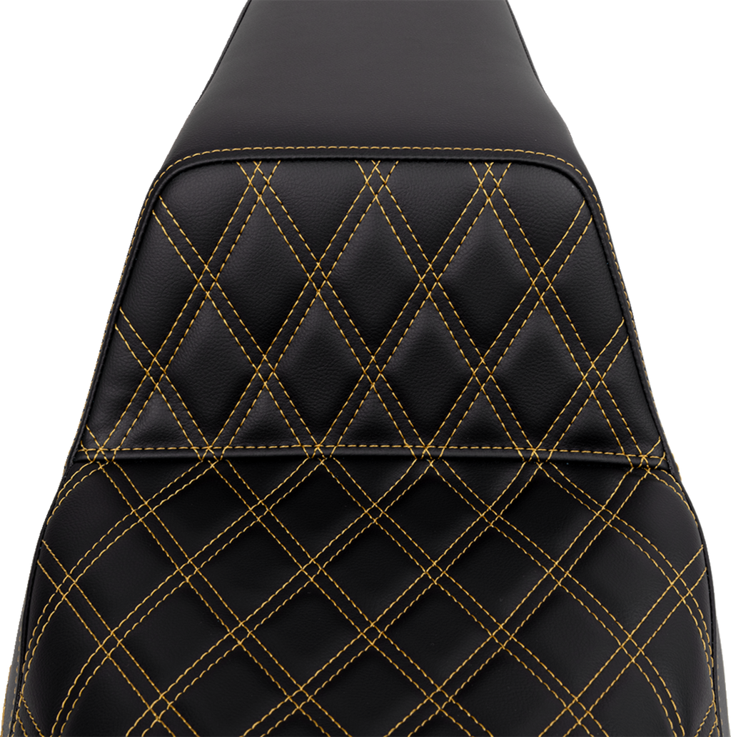 SADDLEMEN Step-Up Seat - Front Lattice Stitch - Gold Stitch - FLH/FLT '08-'23