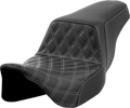 SADDLEMEN Step-Up Seat - Front Lattice Stitch - Dark Gray Stitch - FLH/FLT '08-'23