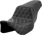 SADDLEMEN Step-Up Seat - Front Lattice Stitch - Dark Gray Stitch - FLH/FLT '08-'23