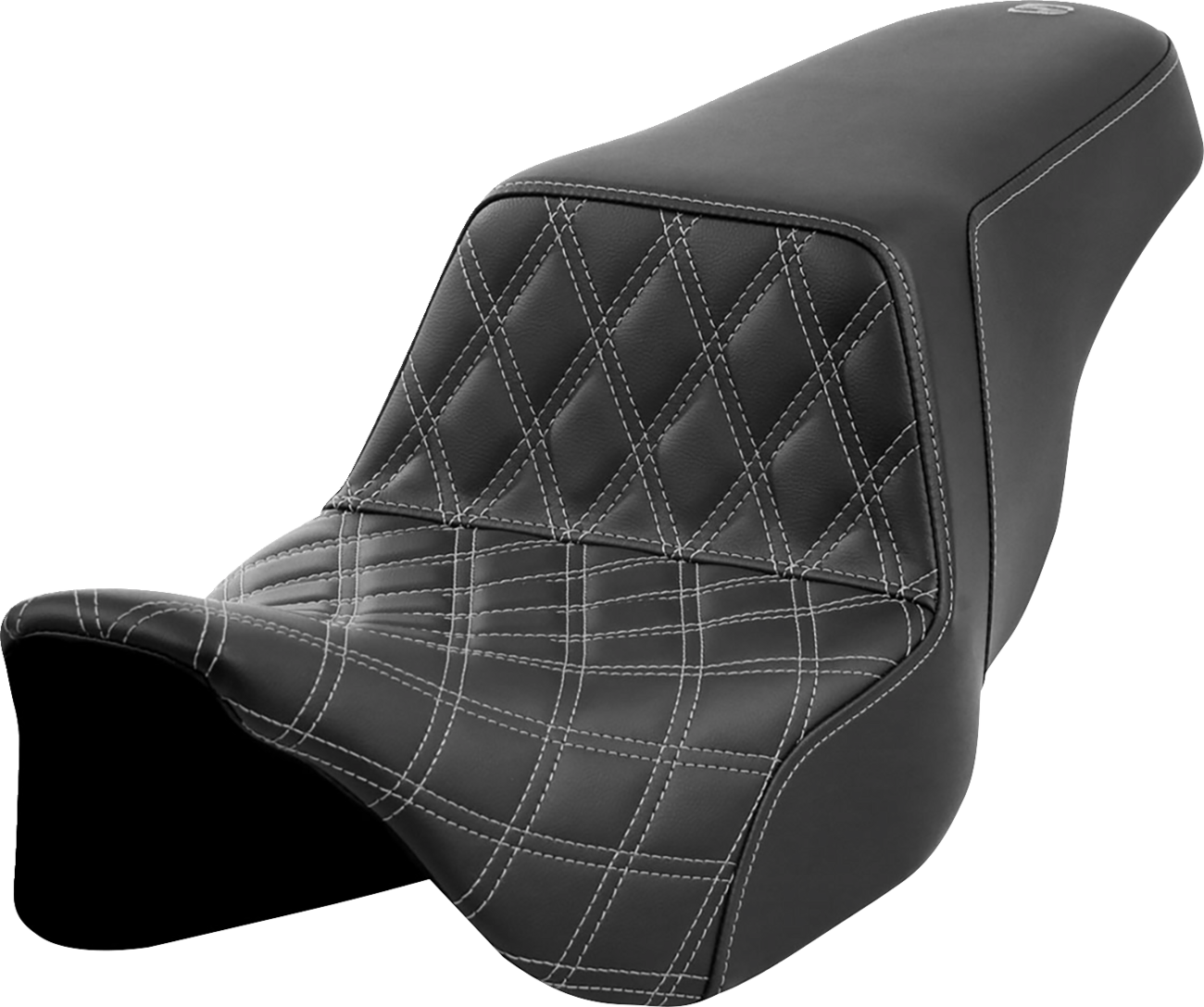 SADDLEMEN Step-Up Seat - Front Lattice Stitch - Dark Gray Stitch - FLH/FLT '08-'23