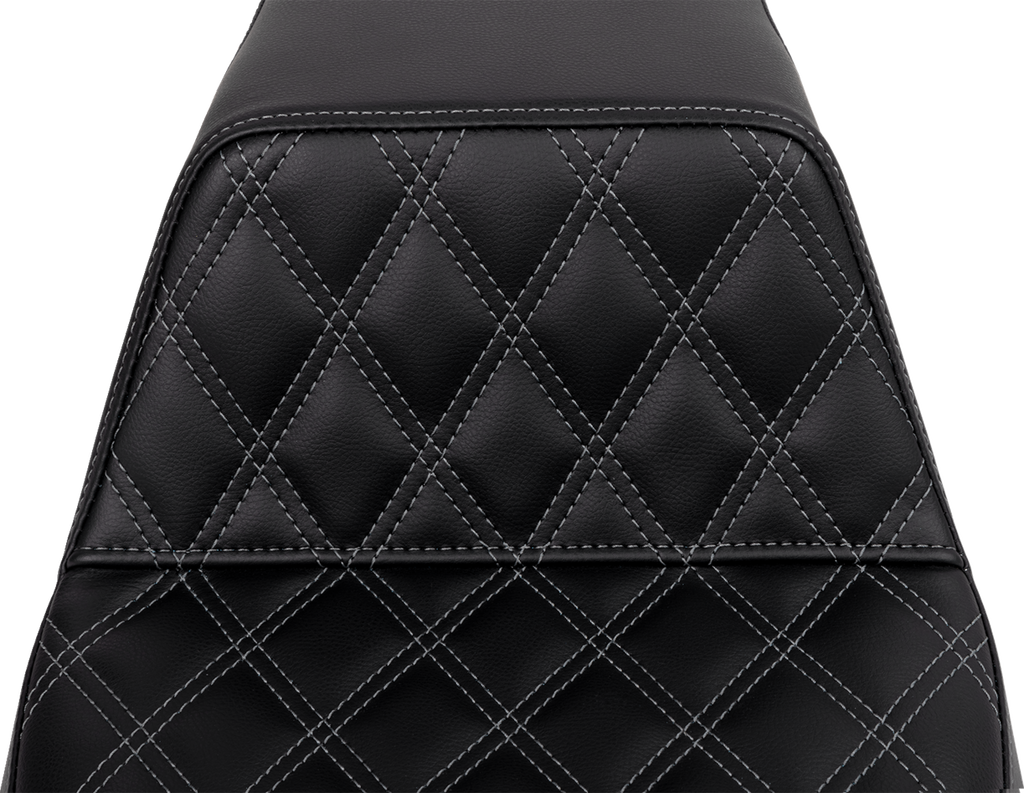 SADDLEMEN Step-Up Seat - Front Lattice Stitch - Dark Gray Stitch - FLH/FLT '08-'23