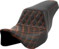 SADDLEMEN Step-Up Seat - Front Lattice Stitch - Orange Stitch - FLH/FLT '08-'23