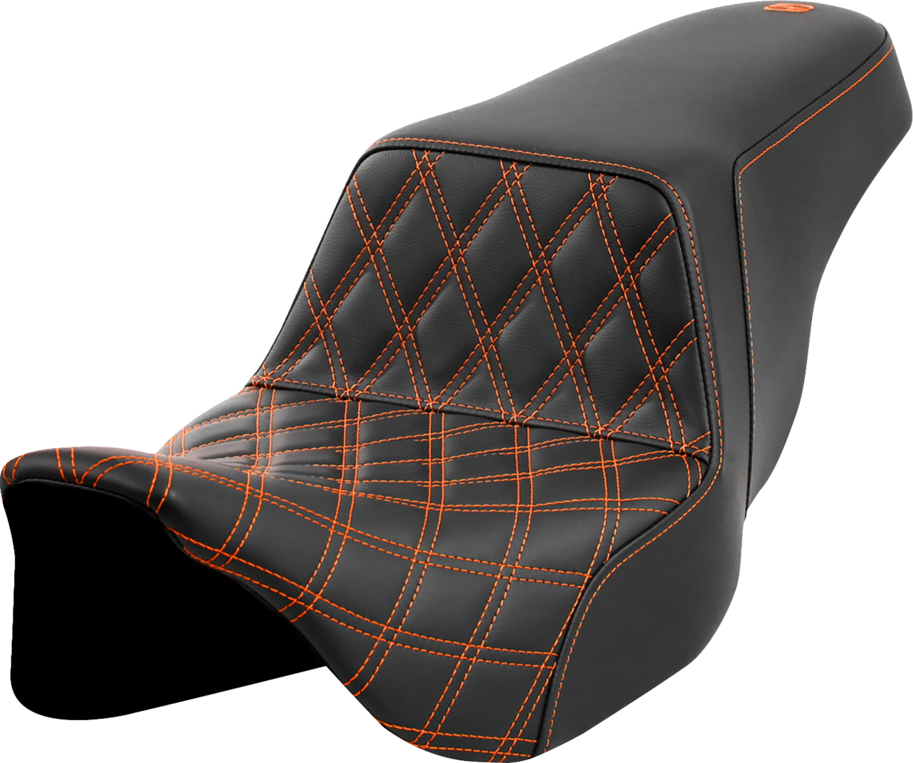 SADDLEMEN Step-Up Seat - Front Lattice Stitch - Orange Stitch - FLH/FLT '08-'23