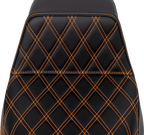 SADDLEMEN Step-Up Seat - Front Lattice Stitch - Orange Stitch - FLH/FLT '08-'23