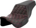 SADDLEMEN Step-Up Seat - Front Lattice Stitch - Red Stitch - FLH/FLT '08-'23