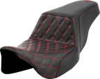 SADDLEMEN Step-Up Seat - Front Lattice Stitch - Red Stitch - FLH/FLT '08-'23
