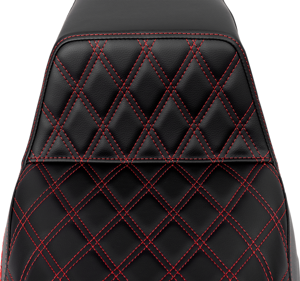 SADDLEMEN Step-Up Seat - Front Lattice Stitch - Red Stitch - FLH/FLT '08-'23