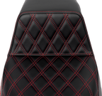 SADDLEMEN Step-Up Seat - Front Lattice Stitch - Red Stitch - FLH/FLT '08-'23