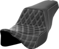 SADDLEMEN Step-Up Seat - Front Lattice Stitch - White Stitch - FLH/FLT '08-'23