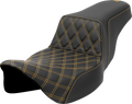 SADDLEMEN Step-Up Seat - Front Lattice Stitch - Gold Stitch - Extended Reach - FLH/FLT '08-'23