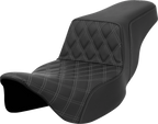 SADDLEMEN Step-Up Seat - Front Lattice Stitch - Gray Stitch - Extended Reach - FLH/FLT '08-'23