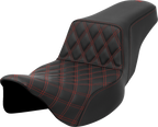 SADDLEMEN Step-Up Seat - Front Lattice Stitch - Red Stitch - Extended Reach - FLH/FLT '08-'23