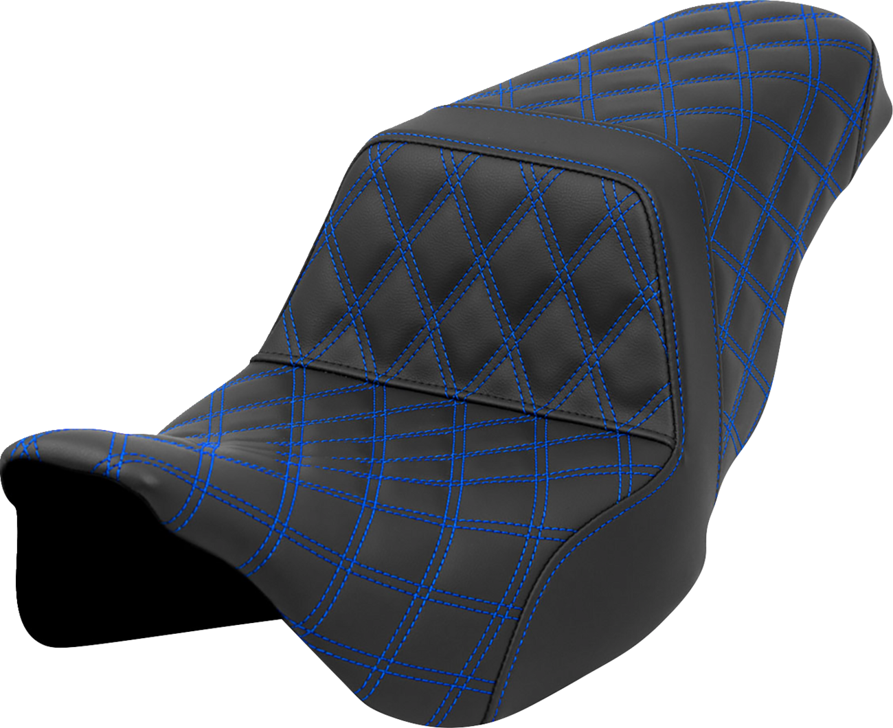 SADDLEMEN Step-Up Seat - Lattice Stitch - Blue Stitch - FLH/FLT '08-'23