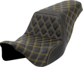 SADDLEMEN Step-Up Seat - Lattice Stitch - Gold Stitch - FLH/FLT '08-'23