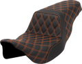 SADDLEMEN Step-Up Seat - Lattice Stitch - Orange Stitch - FLH/FLT '08-'23