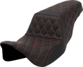 SADDLEMEN Step-Up Seat - Lattice Stitch - Red Stitch - FLH/FLT '08-'23