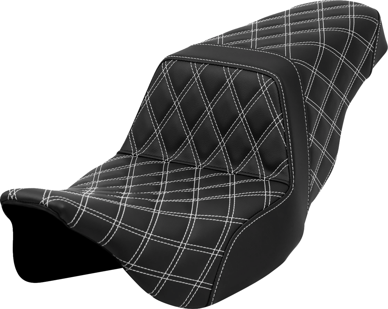 SADDLEMEN Step-Up Seat - Lattice Stitch - White Stitch - FLH/FLT '08-'23
