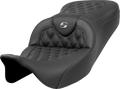 SADDLEMEN Roadsofa™ Seat - Lattice Stitch - Dark Gray Stitch - without Backrest - FLH/FLT '08-'23