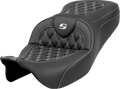 SADDLEMEN Roadsofa™ Seat - Lattice Stitch - White Stitch - without Backrest - FLH/FLT '08-'23