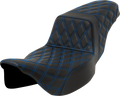 SADDLEMEN Step-Up Seat - Lattice Stitch - Blue Stitch - Extended Reach - FLH/FLT '08-'23