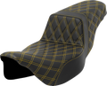SADDLEMEN Step-Up Seat - Lattice Stitch - Gold Stitch - Extended Reach - FLH/FLT '08-'23