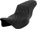 SADDLEMEN Step-Up Seat - Lattice Stitch - Dark Gray Stitch - Extended Reach - FLH/FLT '08-'23