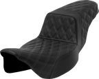 SADDLEMEN Step-Up Seat - Lattice Stitch - Dark Gray Stitch - Extended Reach - FLH/FLT '08-'23