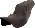 SADDLEMEN Step-Up Seat - Lattice Stitch - Red Stitch - Extended Reach - FLH/FLT '08-'23