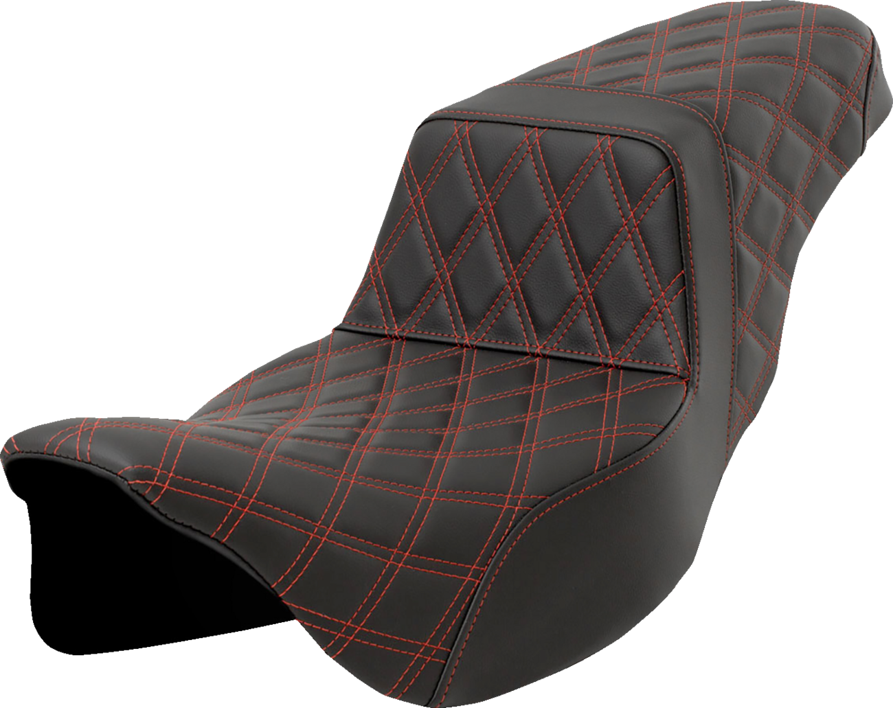 SADDLEMEN Step-Up Seat - Lattice Stitch - Red Stitch - Extended Reach - FLH/FLT '08-'23