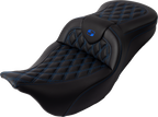 SADDLEMEN Roadsofa™ Seat - with Backrest - Blue Stitch - FL '08-'23