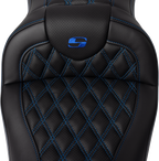 SADDLEMEN Roadsofa™ Seat - with Backrest - Blue Stitch - FL '08-'23