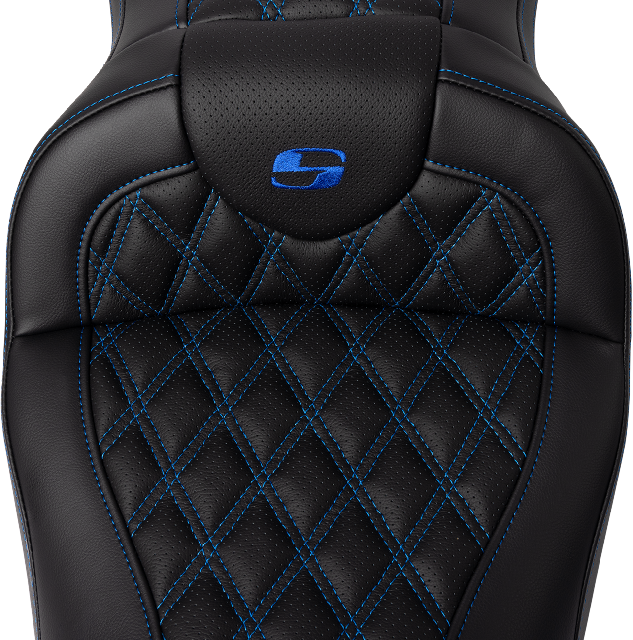 SADDLEMEN Roadsofa™ Seat - with Backrest - Blue Stitch - FL '08-'23