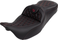 SADDLEMEN Roadsofa™ Seat - with Backrest - Wine Berry Stitch - FL '08-'23