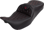 SADDLEMEN Roadsofa™ Seat - with Backrest - Wine Berry Stitch - FL '08-'23
