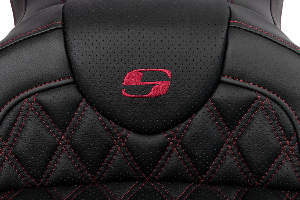 SADDLEMEN Roadsofa™ Seat - with Backrest - Wine Berry Stitch - FL '08-'23