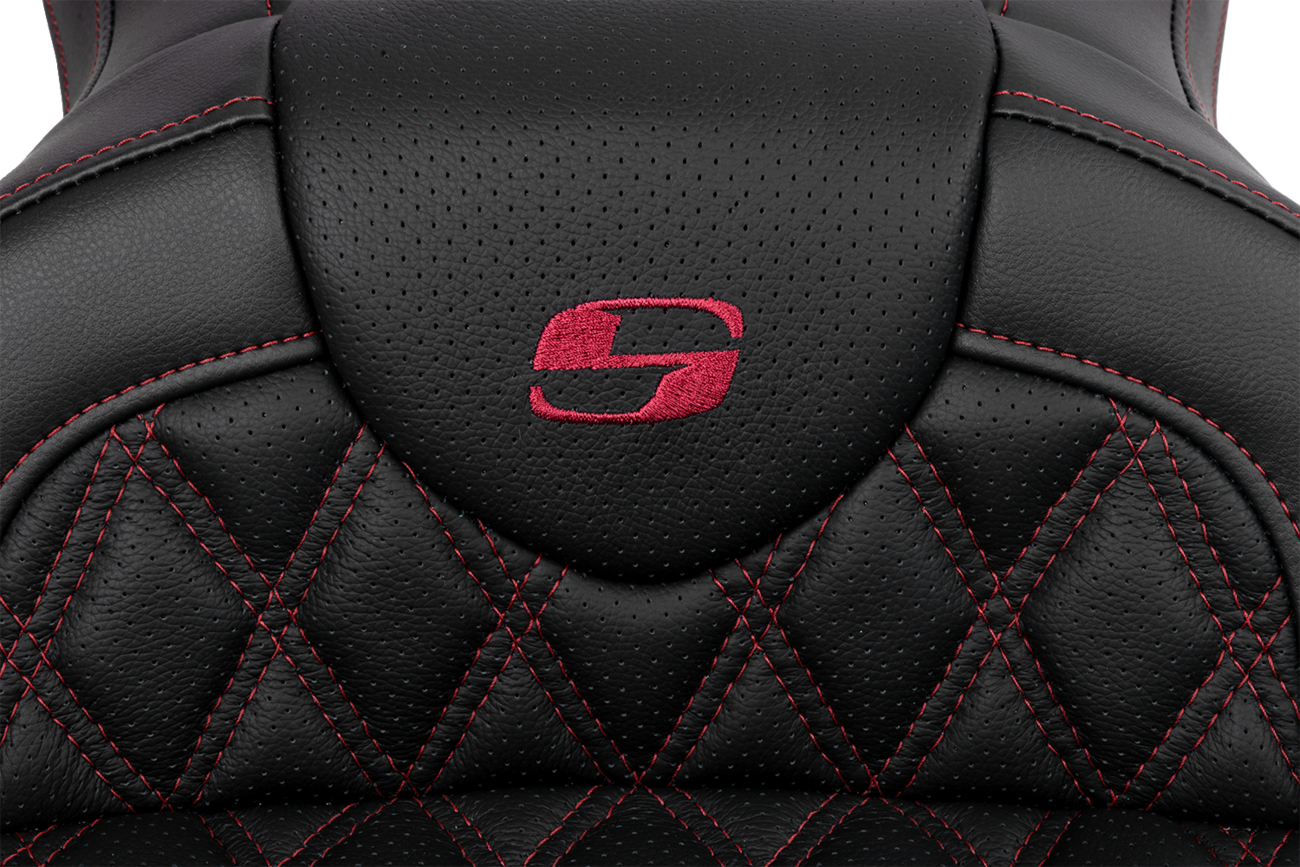 SADDLEMEN Roadsofa™ Seat - with Backrest - Wine Berry Stitch - FL '08-'23