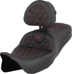 SADDLEMEN Roadsofa™ Seat - with Backrest - Wine Berry Stitch - FL '08-'23