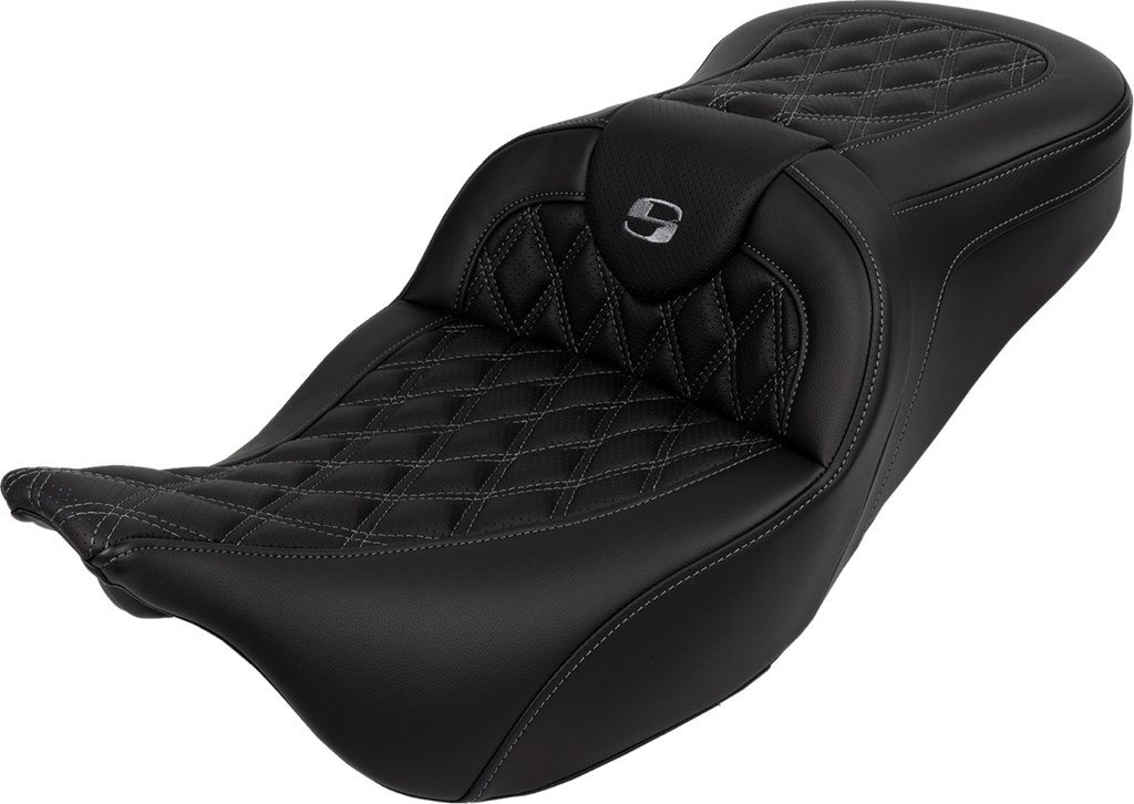 SADDLEMEN Roadsofa™ Seat - with Backrest - Dark Gray Stitch - FL '08-'23