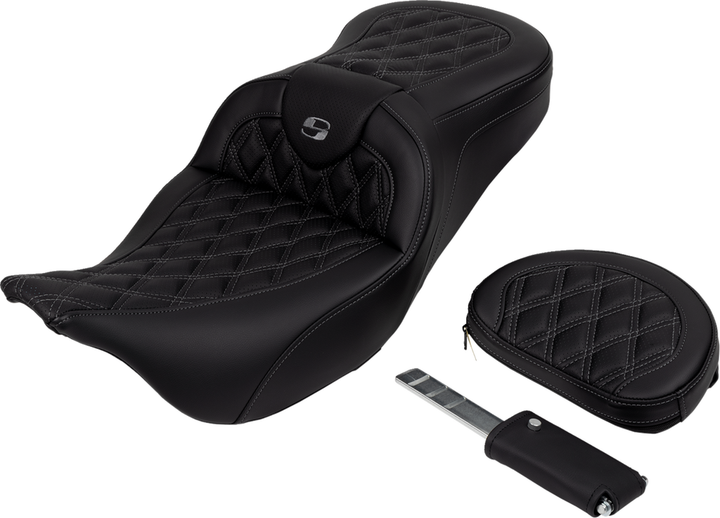 SADDLEMEN Roadsofa™ Seat - with Backrest - Dark Gray Stitch - FL '08-'23