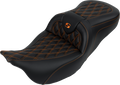 SADDLEMEN Roadsofa™ Seat - with Backrest - Orange Stitch - FL '08-'23