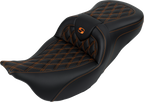 SADDLEMEN Roadsofa™ Seat - with Backrest - Orange Stitch - FL '08-'23